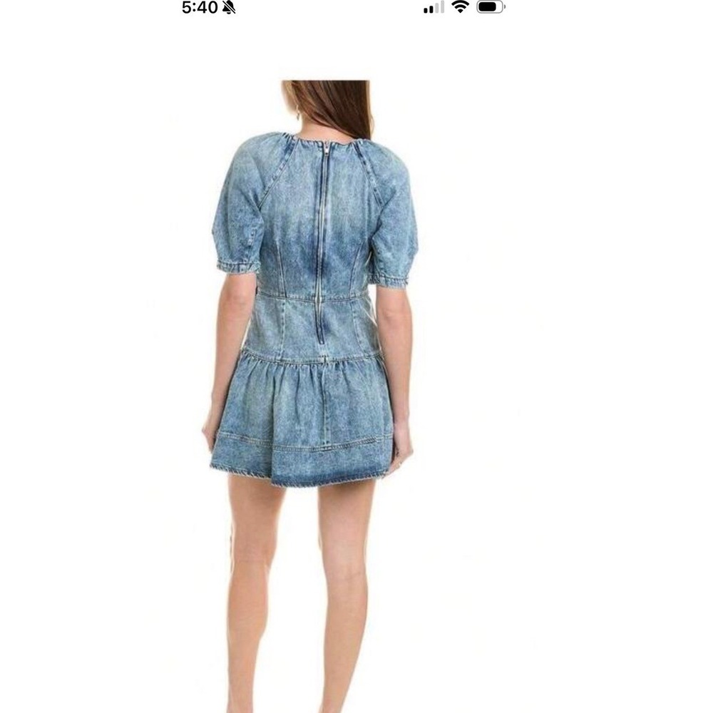 Jonathan Simkhai holland Denim Mini Dress Light Wash Puff Sleeve Organic  s‎ m - Picture 3 of 16